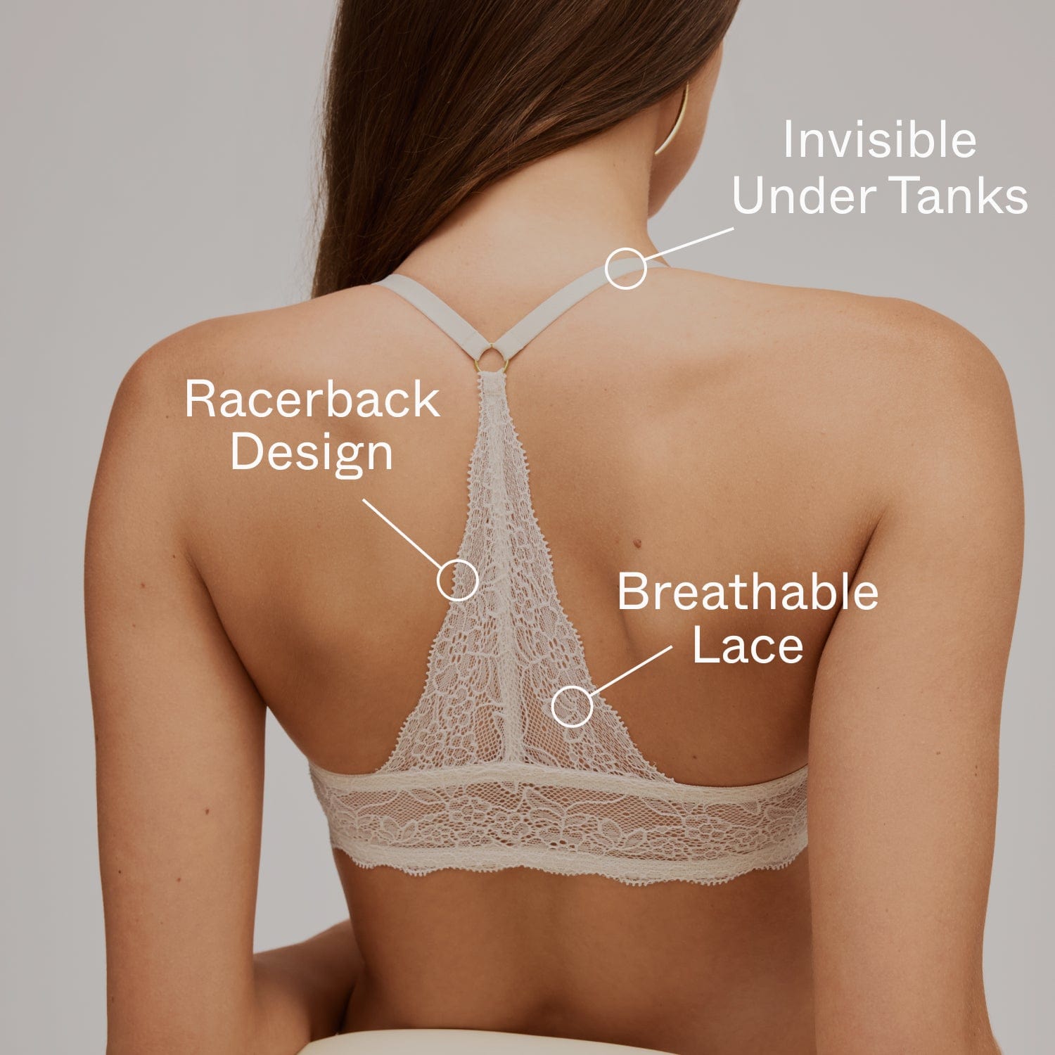 Lace Racerback Lift Up Bra Sand - Image 3
