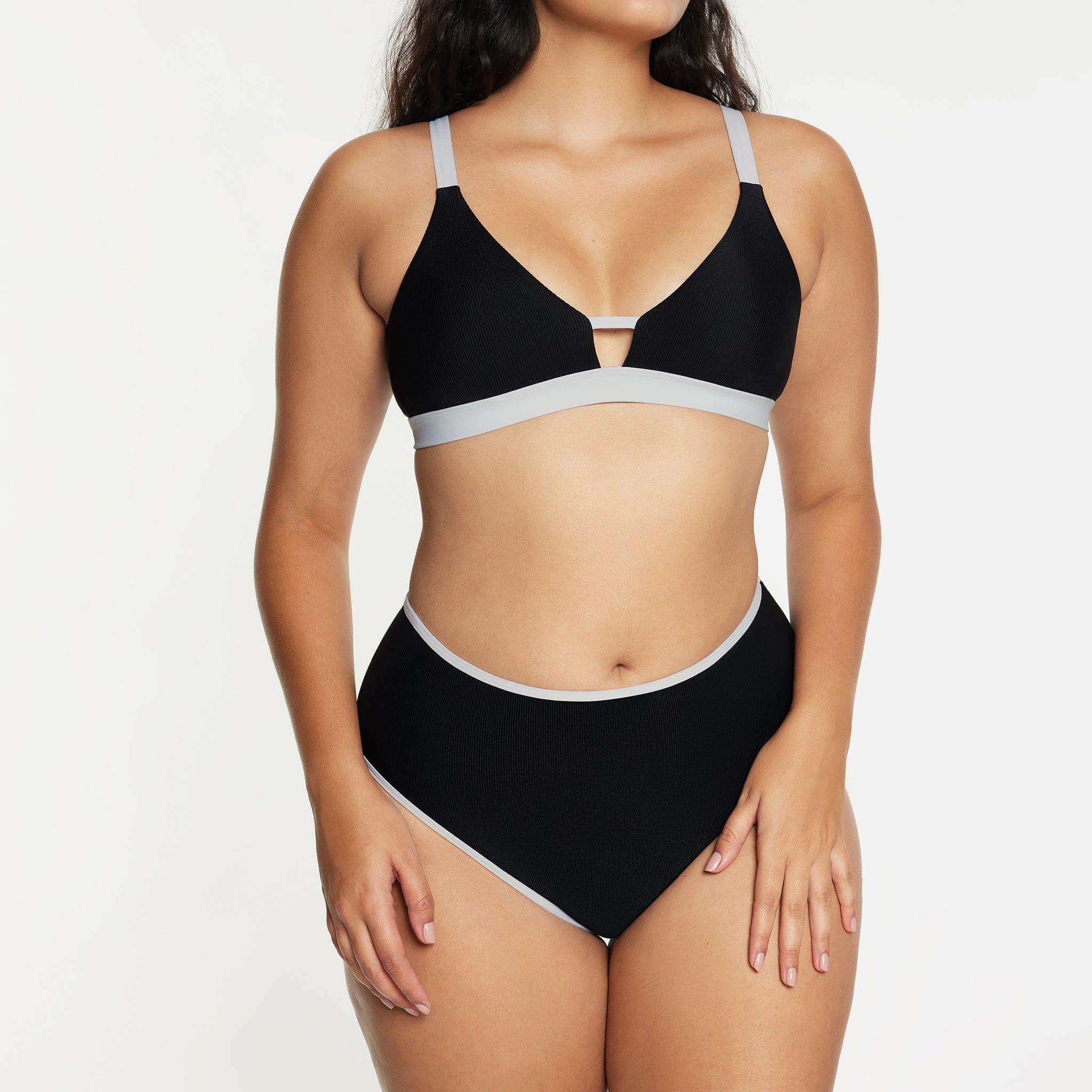 High Waisted Bikini Bottom Ribbed Jet - Image 5