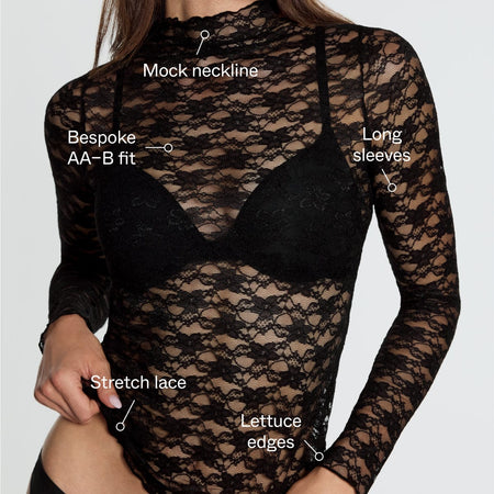 Lace Long Sleeve Top Black - Image 2