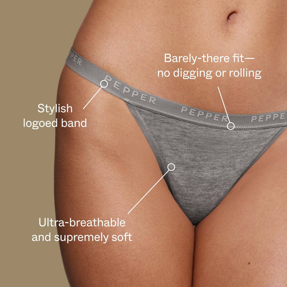 Supima® Cotton String Thong Heather Grey - Image 2