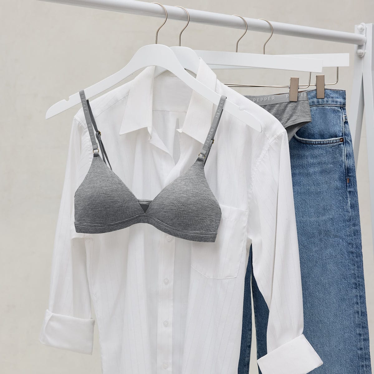 Supima® Cotton Wirefree Bra Heather Grey - Image 16